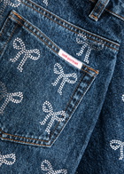Self-portrait Bow-embellished Wide-leg Jeans Denim