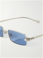 Cartier Eyewear - Panthère de Cartier Rectangle-Frame Silver-Tone Sunglasses