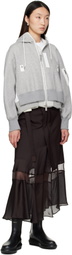 sacai Gray Sponge Sweat x Nylon Twill Hoodie