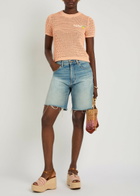 Chloe Logo-intarsia Open-knit Cotton T-shirt Orange Light