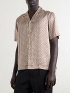 Frescobol Carioca - Roberto Camp-Collar Printed Silk-Voile Shirt - Brown