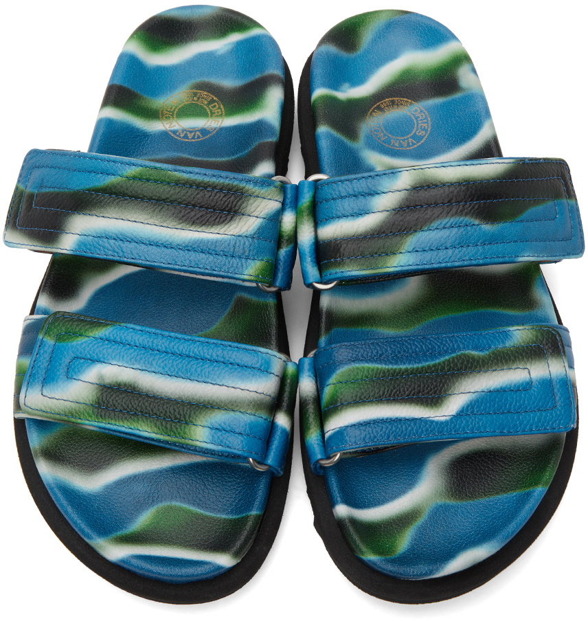 Blue Camo Slide Sandals Blue Woodland Camouflage Slide Sandals | Deco Slides main image 4
