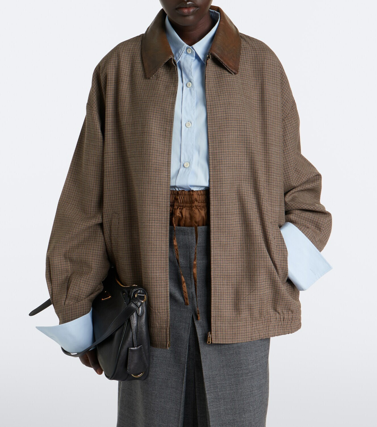 Prada Tie-neck cotton poplin shirt