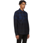 Amiri Blue and Black Flannel Dip-Dye Shirt