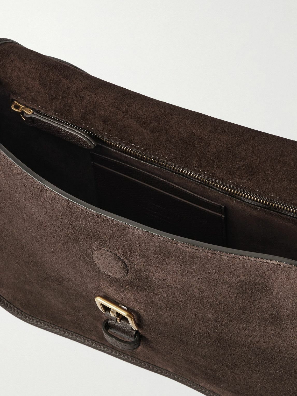Valentino Garavani - Antibes Full-Grain Leather-Trimmed Suede Messenger Bag