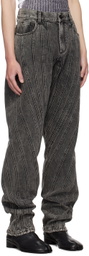 Mugler Black Washed Spiral Baggy Jeans