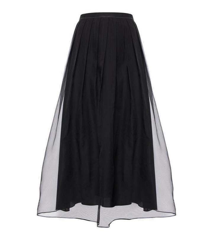 Photo: Brunello Cucinelli Pleated silk organza midi skirt