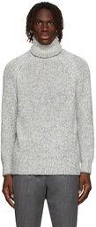 Brunello Cucinelli Blue & White Cashmere Turtleneck