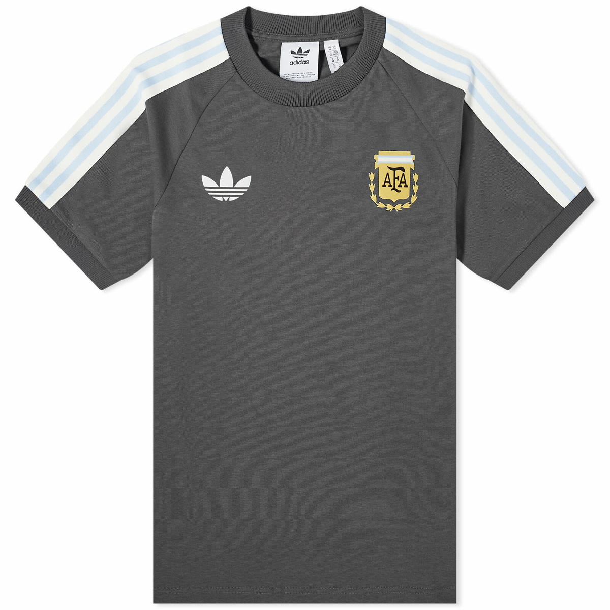 Photo: Adidas Men's Argentina OG 3 Stripe T-Shirt in Utility Black