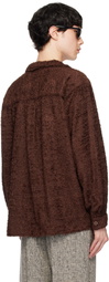 International Gallery BEAMS Brown Loop Yarn Open Collar Shirt