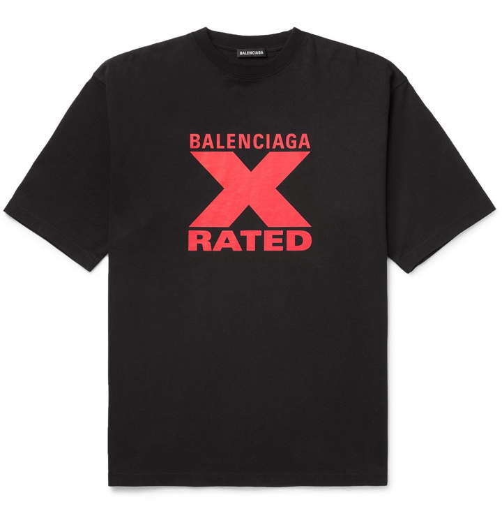 Photo: Balenciaga - Printed Cotton-Jersey T-Shirt - Black