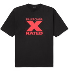 Balenciaga - Printed Cotton-Jersey T-Shirt - Black