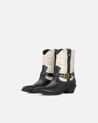 Pinko Two Tone Texan Style Leather Ankle Boots Black/White