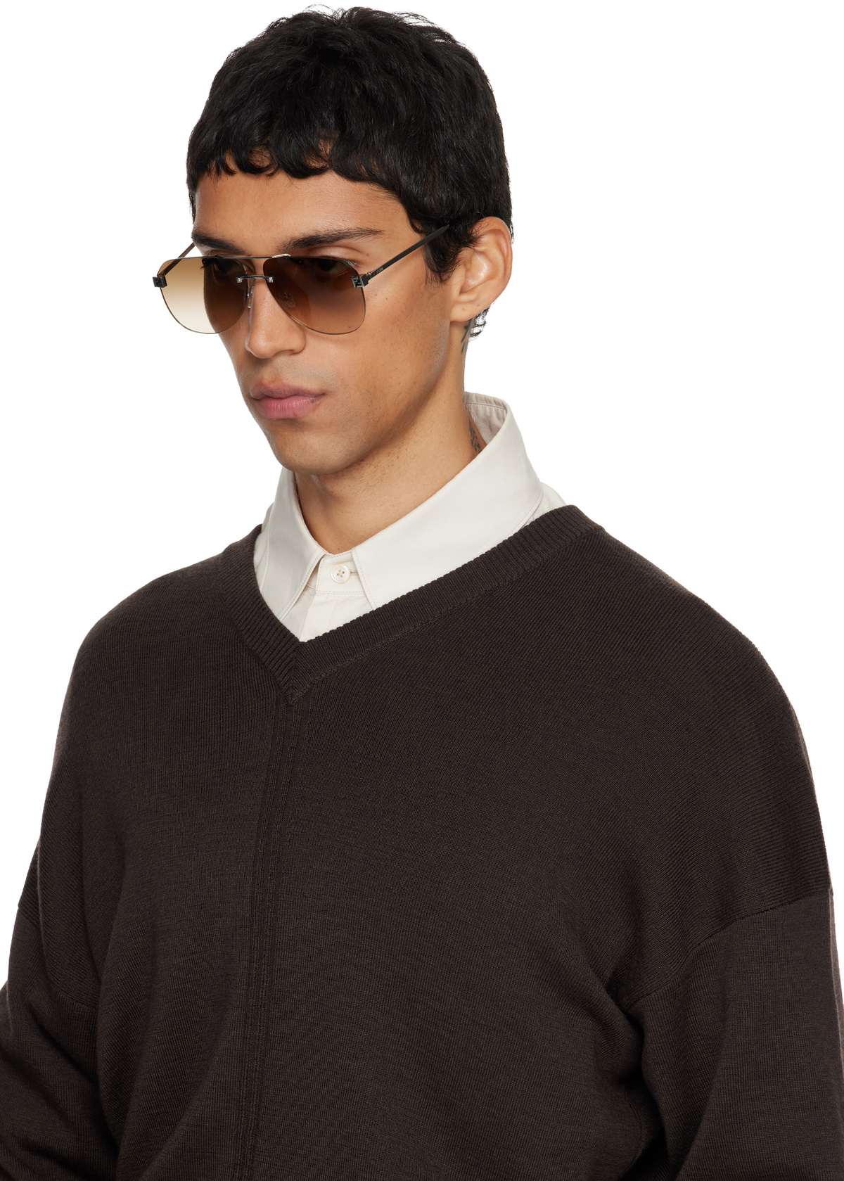 Fendi Silver 'Fendi' Sky Sunglasses