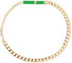 Bottega Veneta Gold & Green ID Chain Bracelet