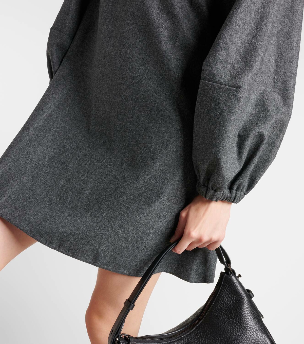 Brunello Cucinelli Balloon-sleeve flannel minidress