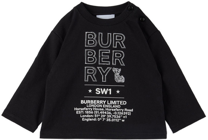 Photo: Burberry Baby Black Logo Sketch Print T-Shirt