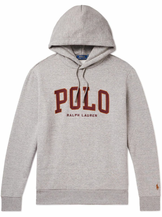 Photo: Polo Ralph Lauren - Logo-Embroidered Cotton-Jersey Hoodie - Gray