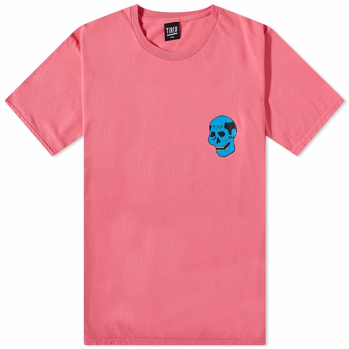 Photo: Tired Skateboards Men's Creepy Skull T-Shirt in Pink