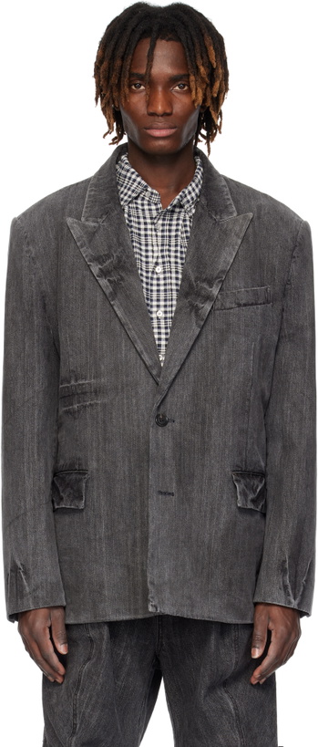 Photo: Juun.J Gray Washed Denim Blazer