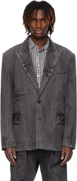 Juun.J Gray Washed Denim Blazer