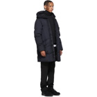 Stone Island Navy Down Hooded Coat