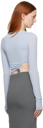 Jade Cropper Blue Cropped Long Sleeve T-Shirt