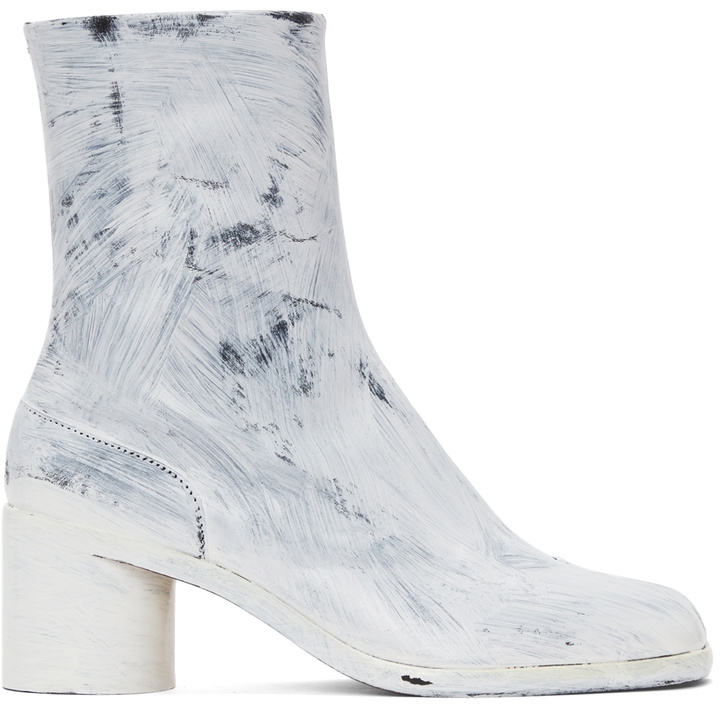 Photo: Maison Margiela White Bianchetto Tabi Mid Heel Boots