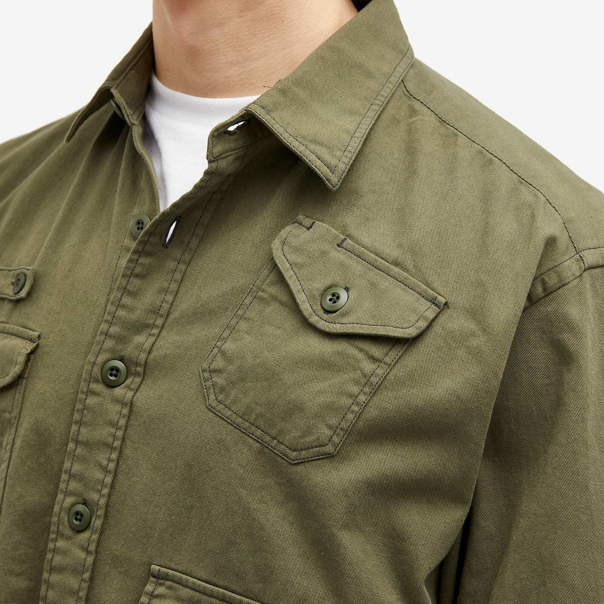 FrizmWORKS Men's Utility Pocket Shirt Jacket in Olive FrizmWORKS