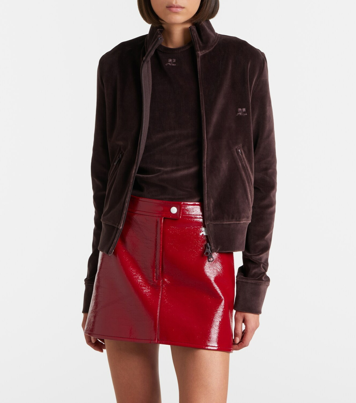 Courrèges Cotton-blend velvet track jacket