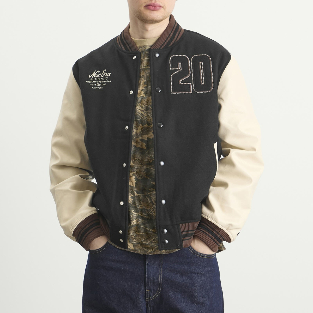 New Era Men's Varsity Jacket in Black