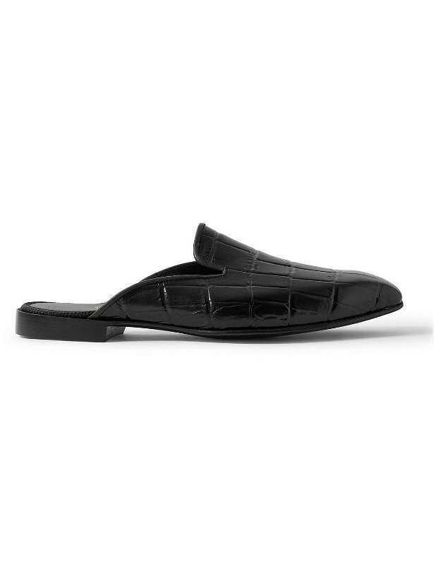Photo: George Cleverley - Croc-Effect Leather Backless Loafers - Black