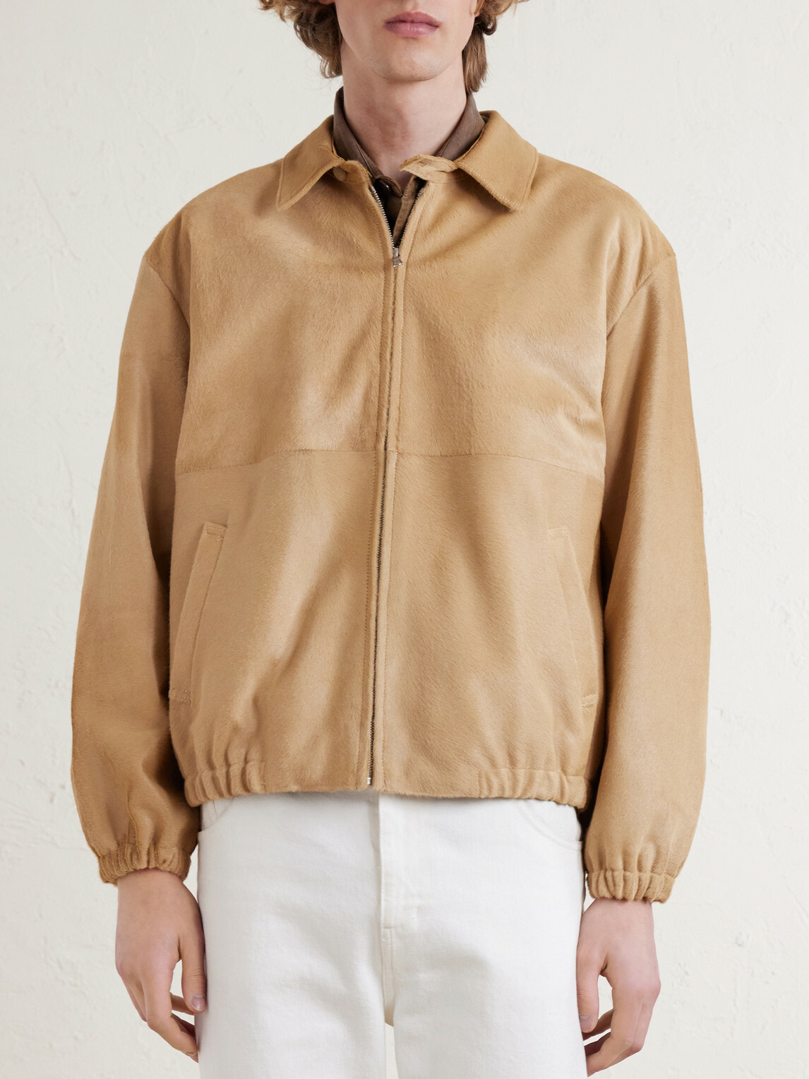 Auralee - Panelled Calf Hair Blouson Jacket - Neutrals