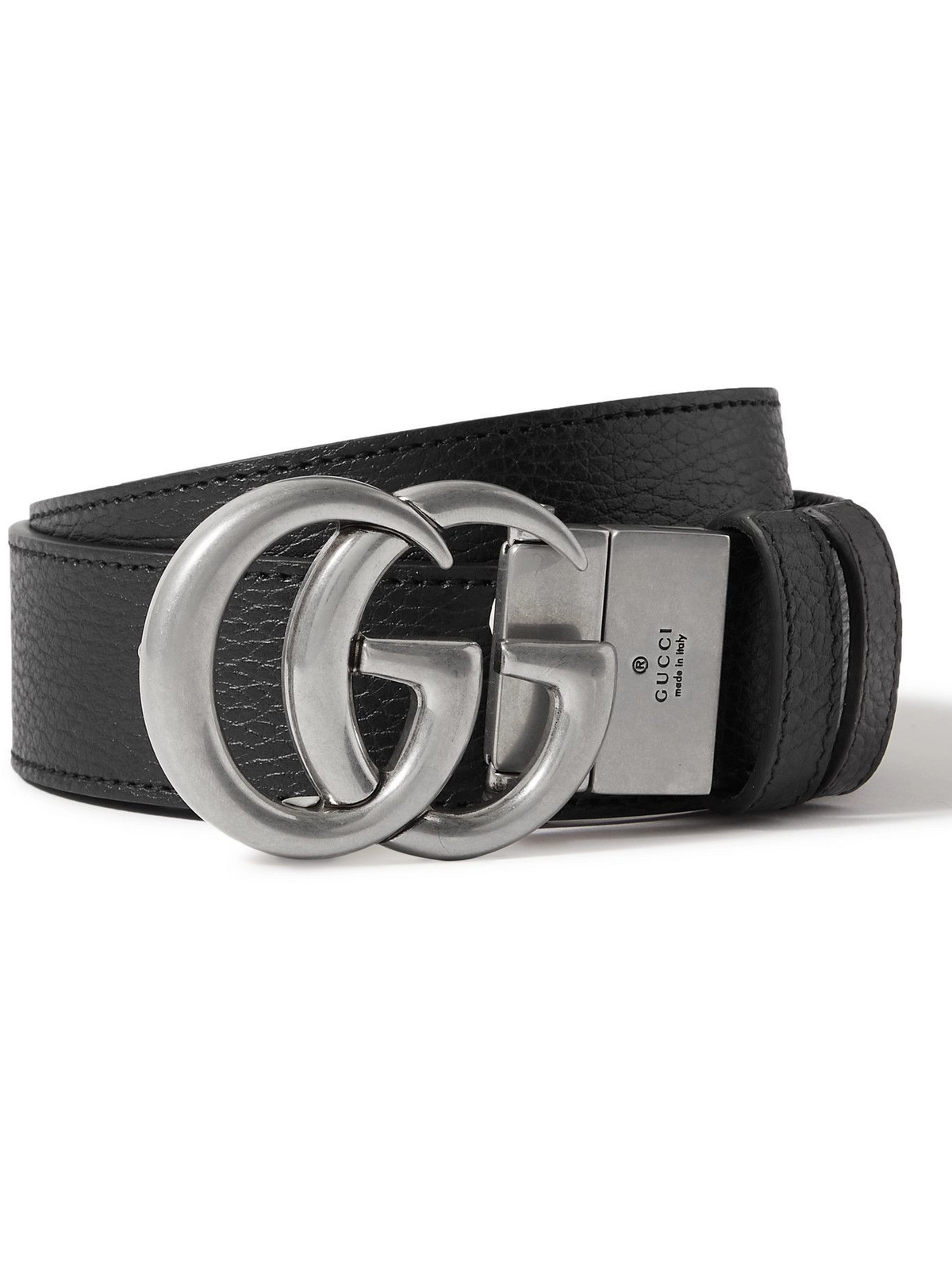 GUCCI - 3.5cm Reversible Full-Grain Leather Belt - Black Gucci