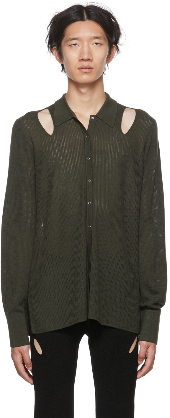 Dion Lee Khaki Cutout Cardigan