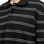 Polar Skate Co. Men's Long Sleeve Stripe Polo Shirt in Black