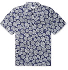 Onia - Anthony Grandad-Collar Printed Cotton Shirt - Blue