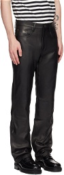 AMI Alexandre Mattiussi Black Straight-Fit Leather Pants