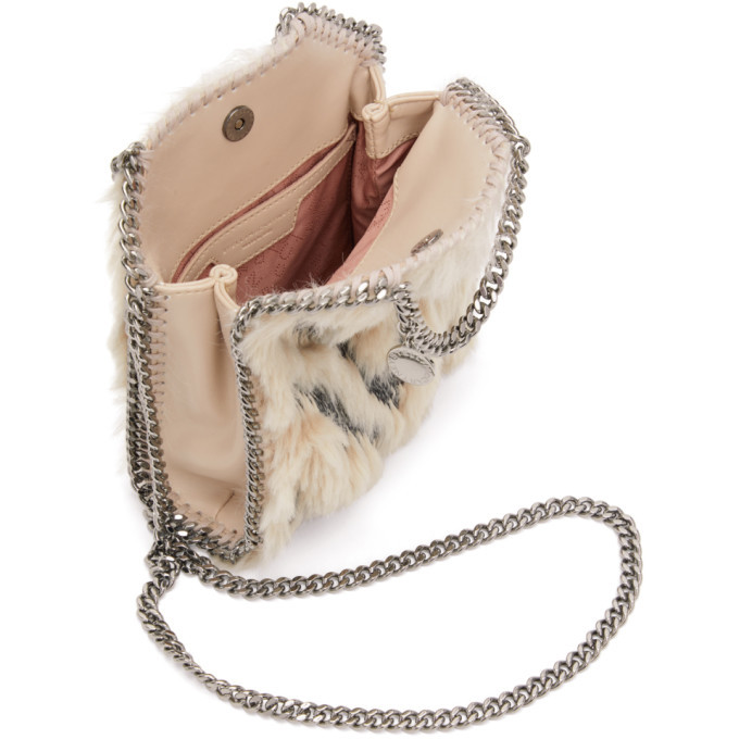 Stella McCartney Beige and Pink Faux-Fur Tiny Falabella Bag Stella