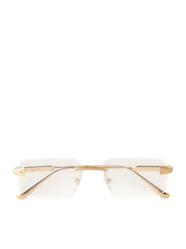 Photo: Cartier Eyewear - Santos de Cartier Gold-Tone Titanium Glasses - Gold