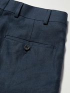 Kingsman - Straight-Leg Pleated Linen-Twill Trousers - Blue