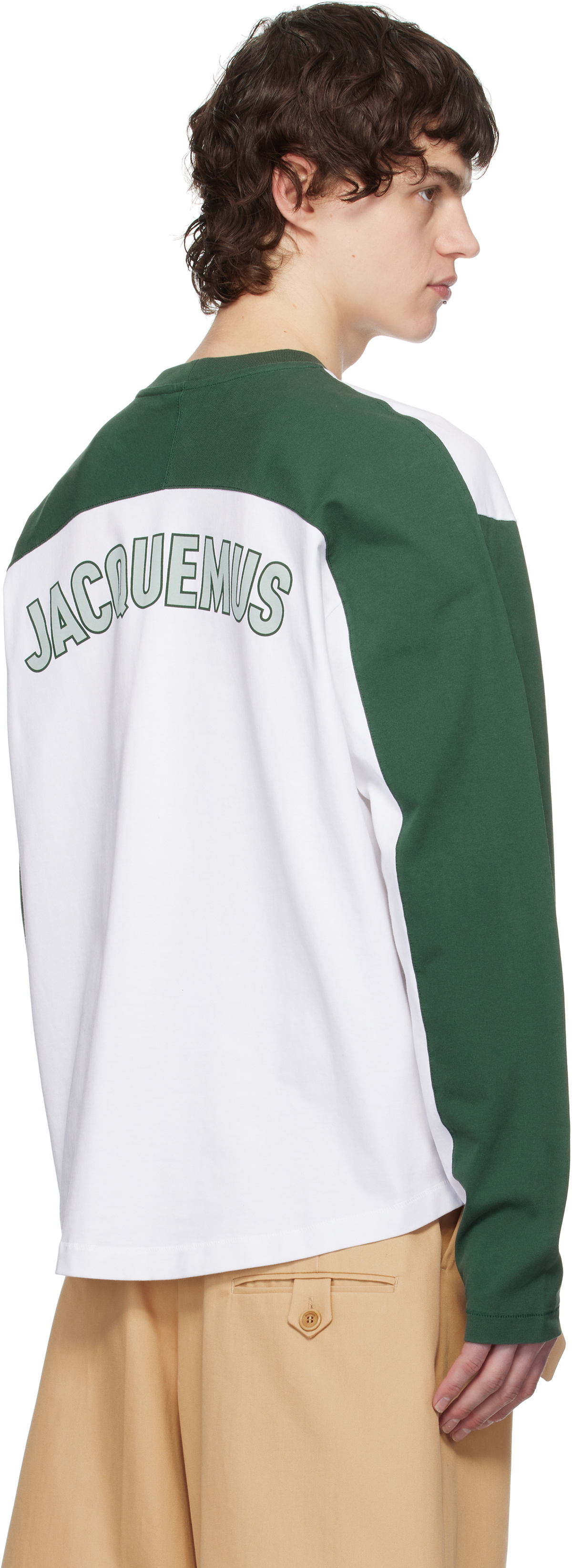 JACQUEMUS Green & White La Croisière 'The Baseball long-sleeve' T