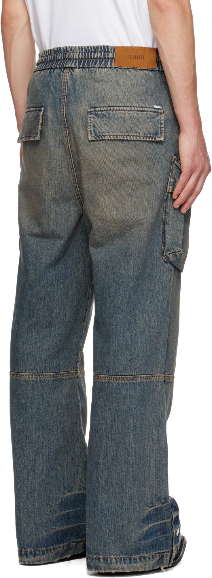 AMIRI Blue Drawstring Baggy Denim Cargo Pants