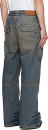 AMIRI Blue Drawstring Baggy Denim Cargo Pants