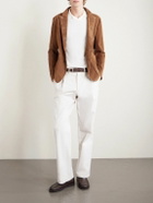 Eleventy - Slim-Fit Mandarin Collar Suede Jacket - Brown