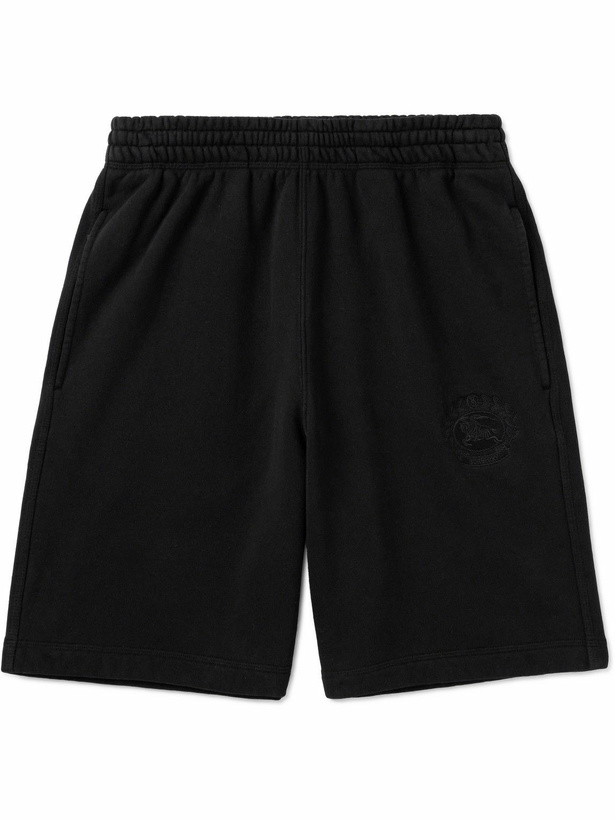 Photo: Burberry - Straight-Leg Logo-Embroidered Cotton-Jersey Shorts - Black