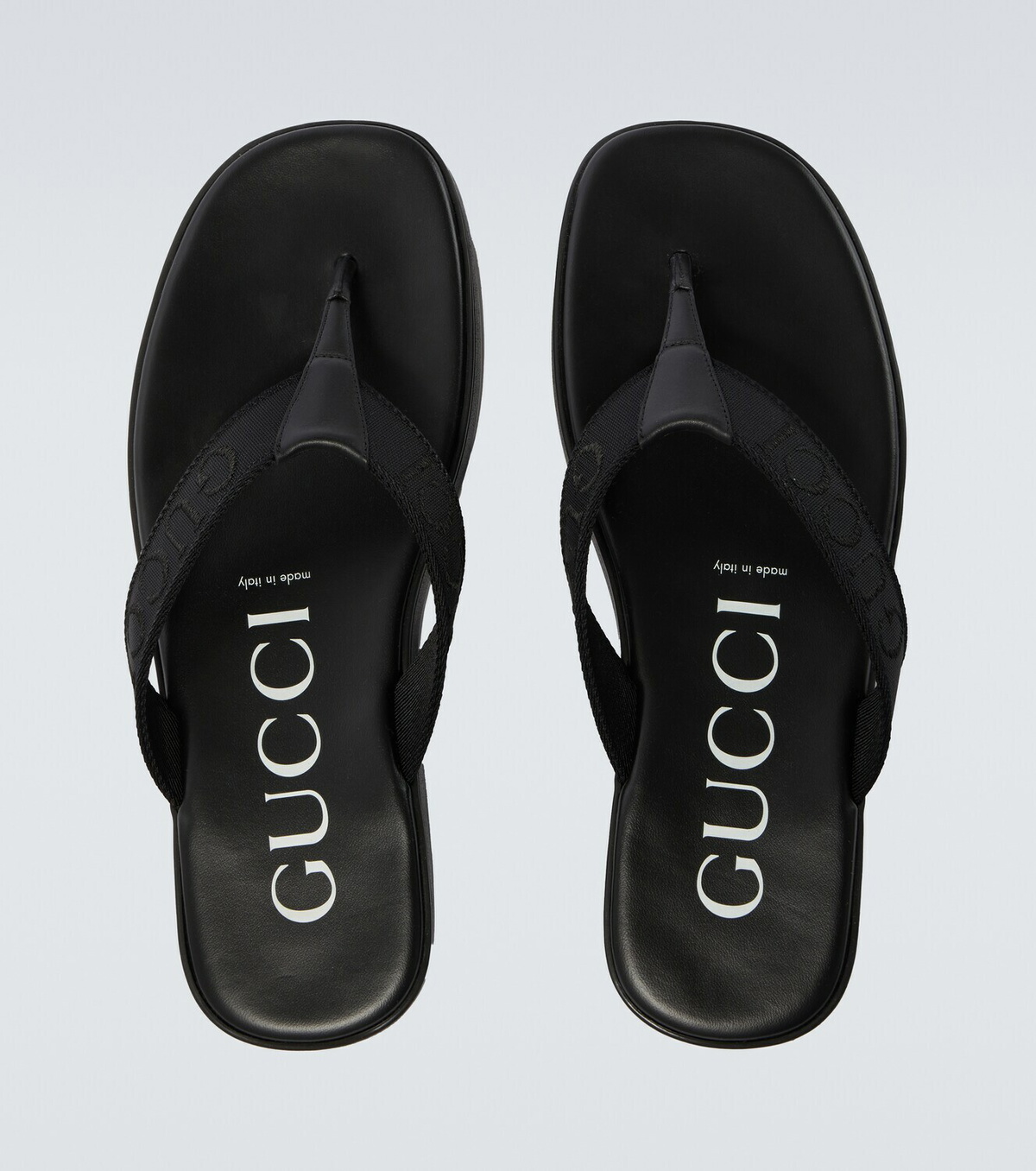 Gucci Logo canvas and leather thong sandals