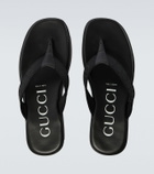 Gucci Logo canvas and leather thong sandals