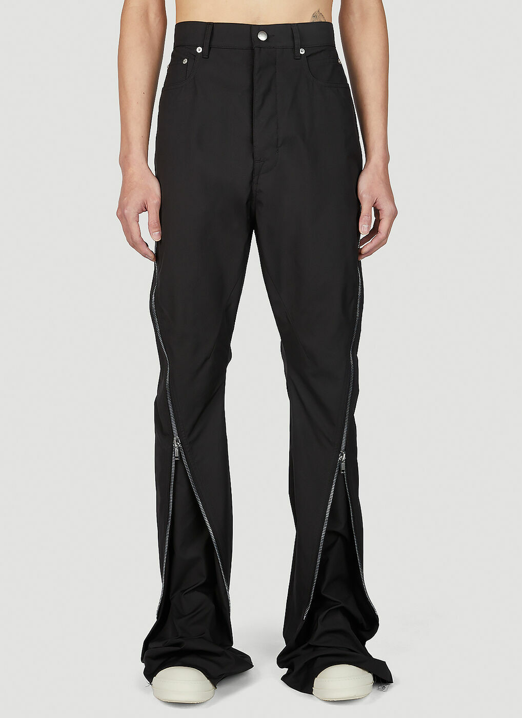 High-rise cotton-blend pants in black - Rick Owens