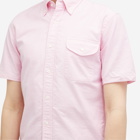 Beams Plus Men's Button Down Short Sleeve Oxford Shirt in Pink